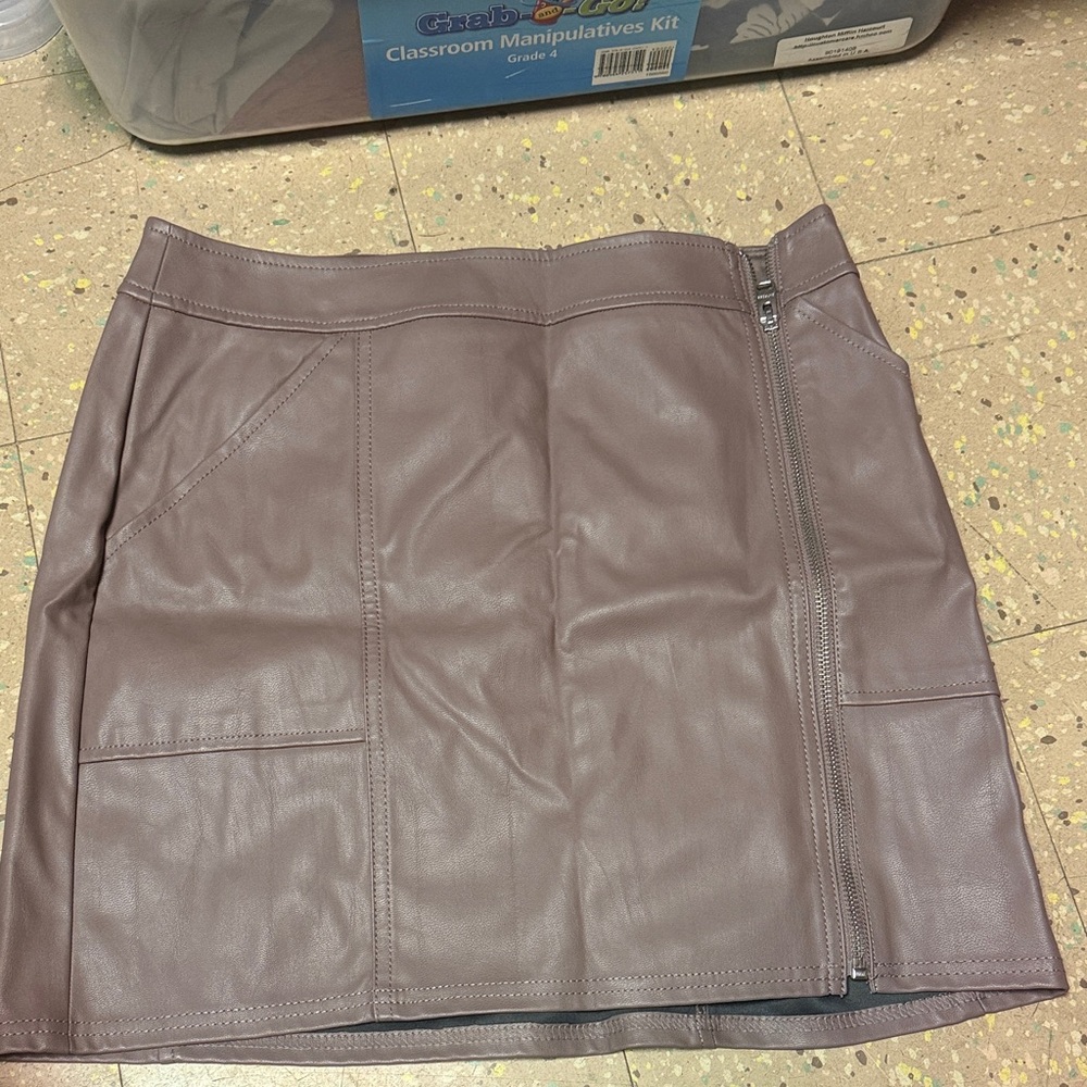 Express Mauve Faux Leather Zip-Front Mini Skirt